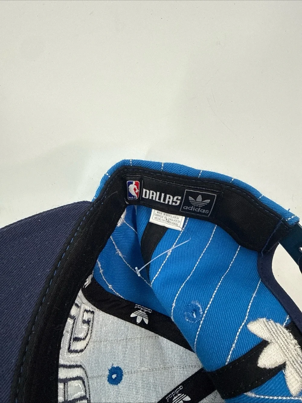 adidas Dallas Pinstripe Snapback Hat in Bright Blue and Navy